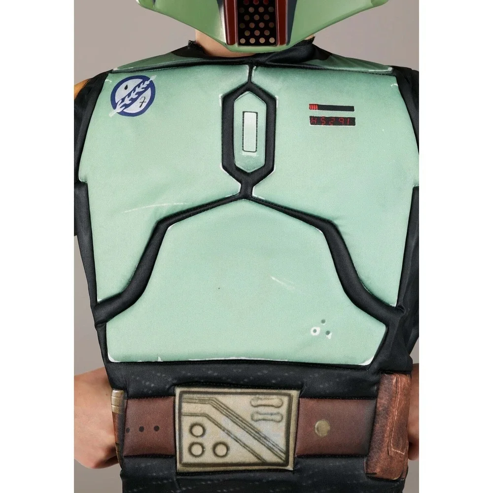 STAR WARS Boba Fett Padded Jumpsuit Cape Mask Costume Cosplay Child M (8-10) NEW